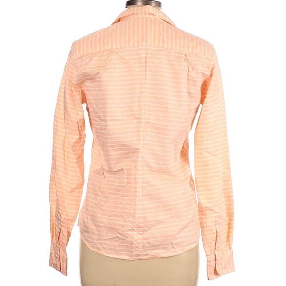 Frank & Eileen Peach Crinkle Fabric Barry Horizontal Striped Button Down Shirt - Picture 2 of 7